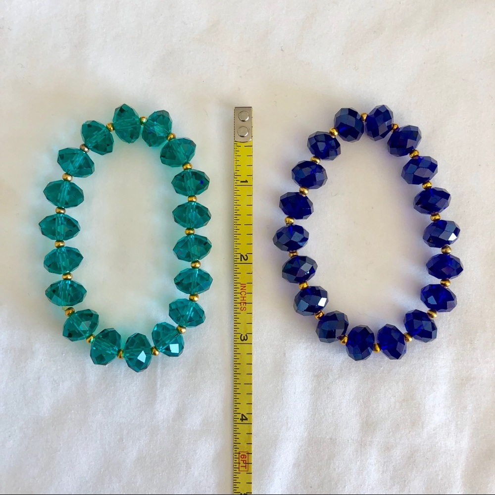 Set of Sparkly Gem Bracelets - Teal & Purple